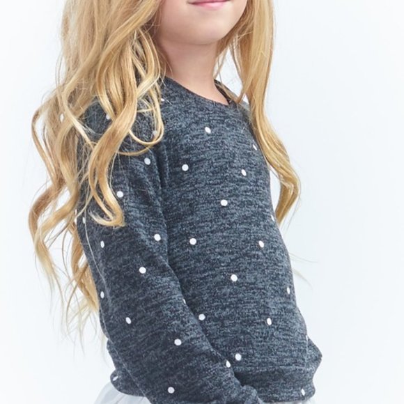 Kids Polkadot Solid Woven Top w/ Pleated Hem - Picture 2 of 5